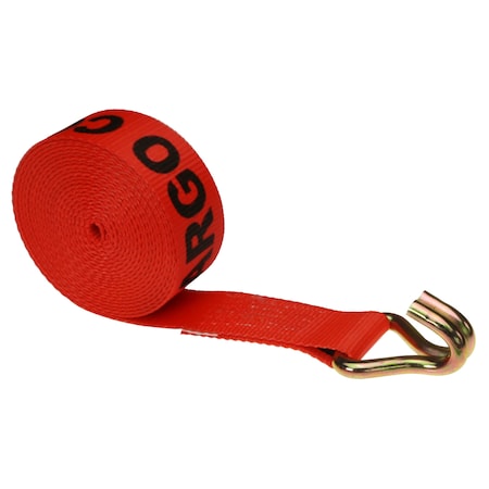 2 X 30' Red Winch Strap With Wire Hook